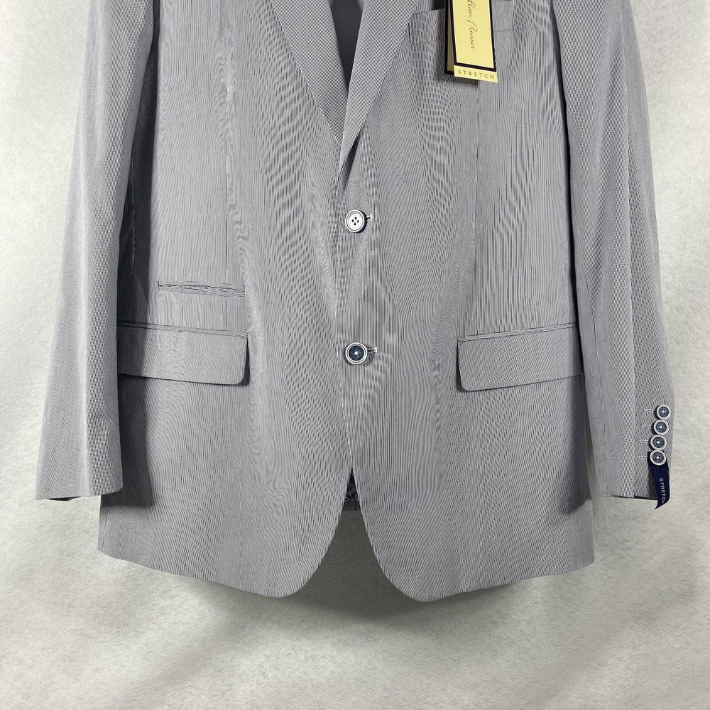 Alan Flusser Jacket Men's XL Blue White Blazer Sport Coat Striped New - Picture 3 of 11